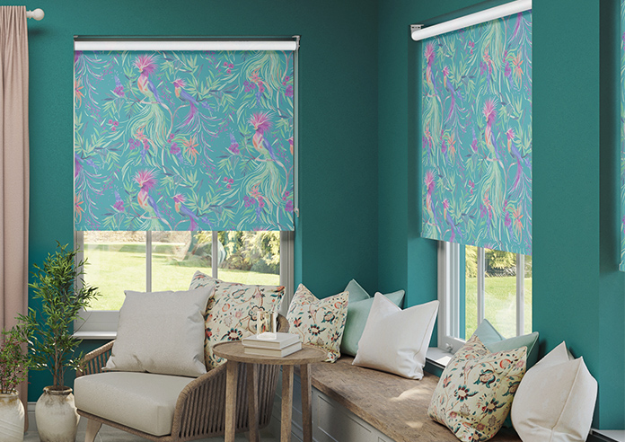 Birds of Paradise, Teal - Twist&Fit Roller Blind - Image 3
